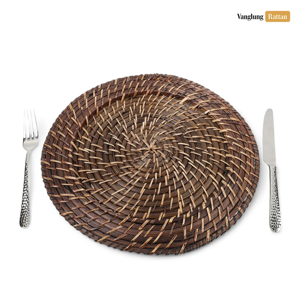 Rattan Export Dark Brown Handicraft Bamboo Rattan Charger Underplate - REX-UP051082