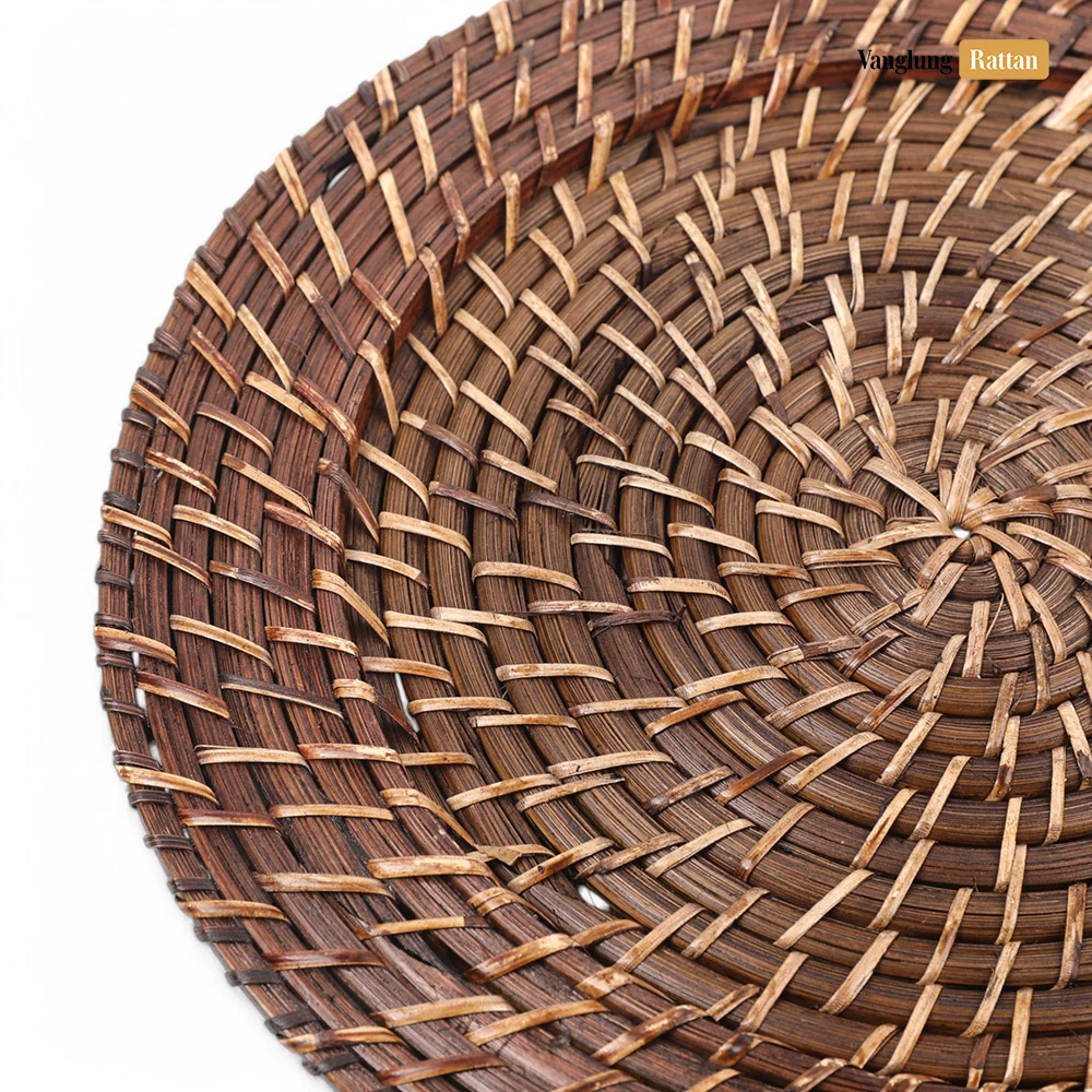 Rattan Export Dark Brown Handicraft Bamboo Rattan Charger Underplate - REX-UP051082