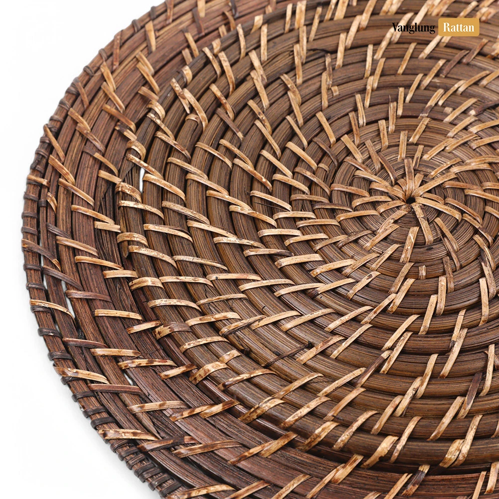 Rattan Export Dark Brown Handicraft Bamboo Rattan Charger Underplate - REX-UP051082