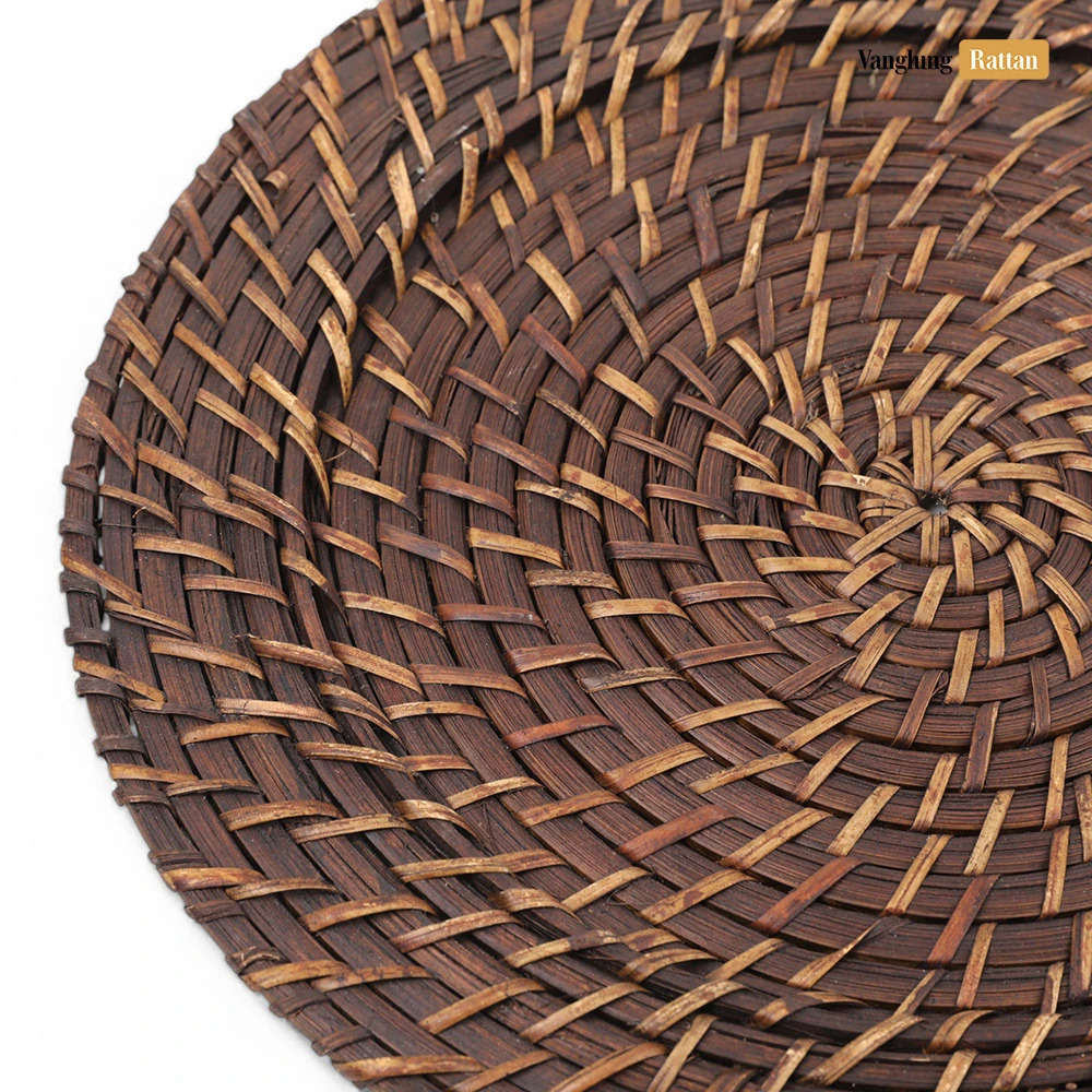 Rattan Export Black Handicraft Bamboo Rattan Charger Underplate - REX-UP051072