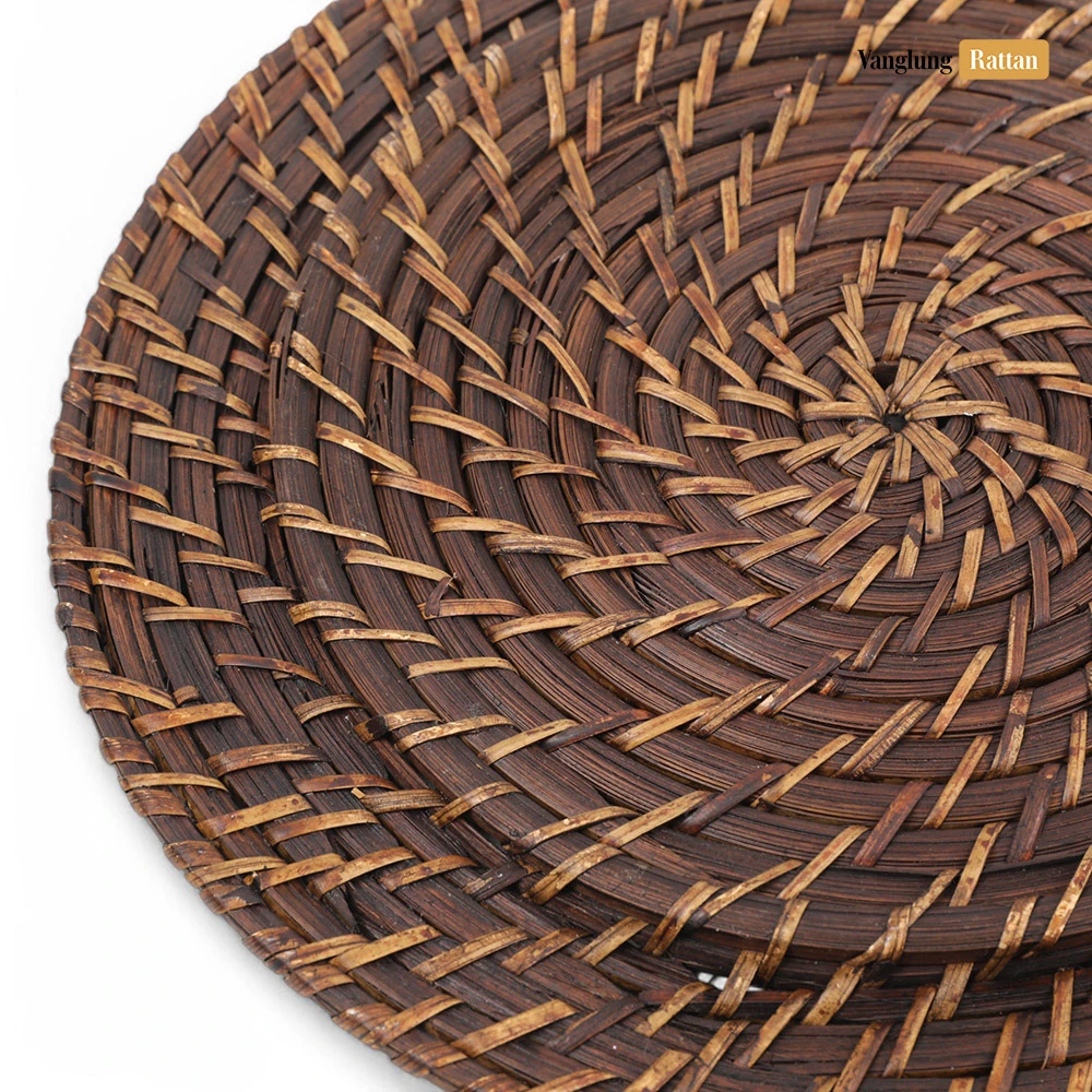 Rattan Export Black Handicraft Bamboo Rattan Charger Underplate - REX-UP051072