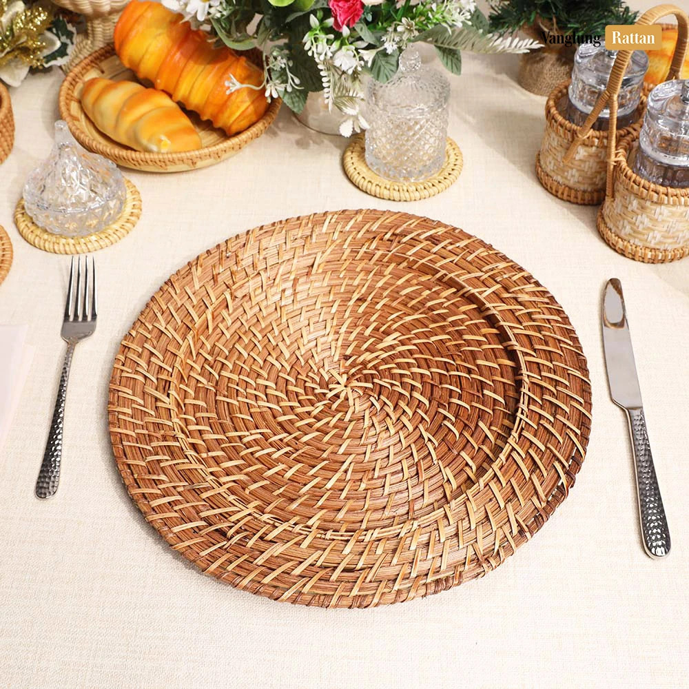 Rattan Export Handicraft Bamboo Rattan Charger Underplate - REX-UP051062
