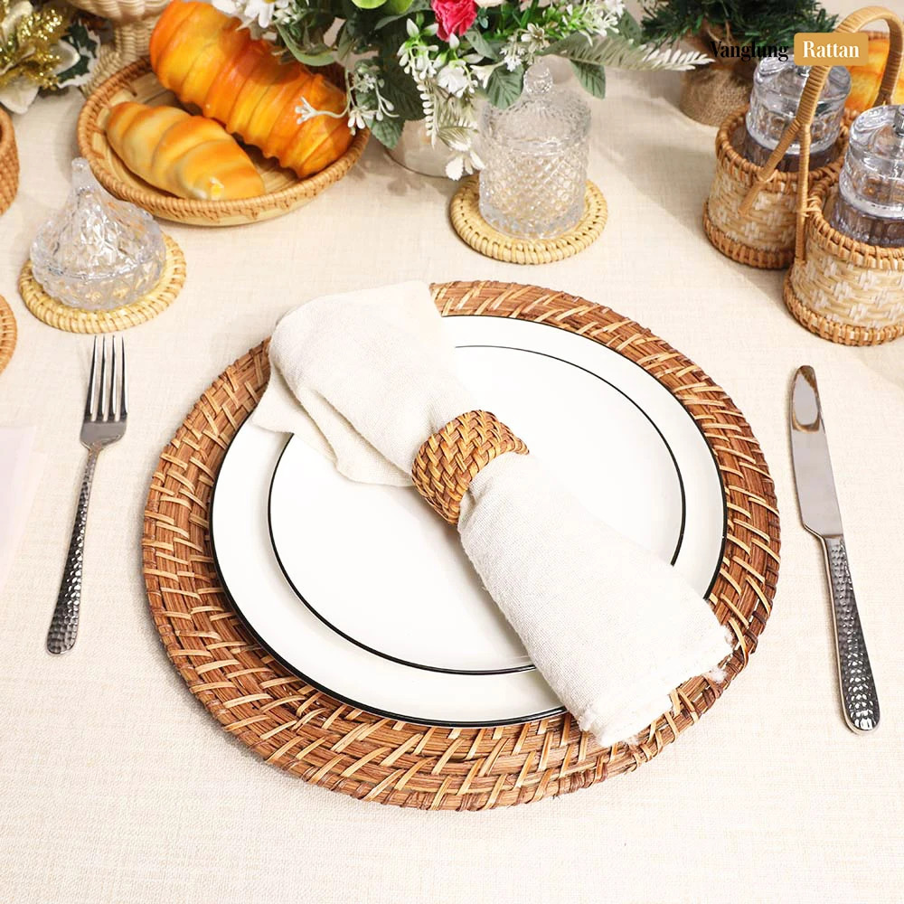 Rattan Export Handicraft Bamboo Rattan Charger Underplate - REX-UP051062