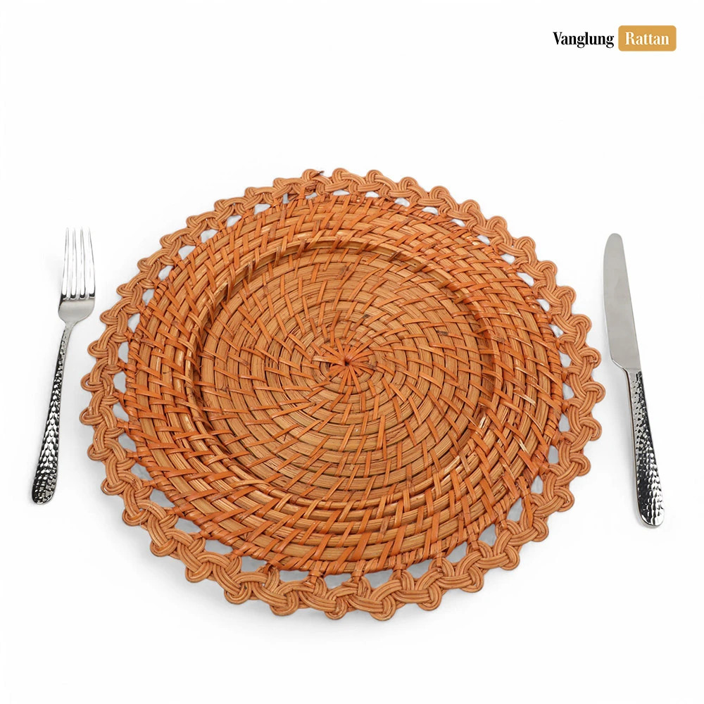 Rattan Export Creative Flower Shape Bamboo Rattan Charger Underplate - REX-UP051052