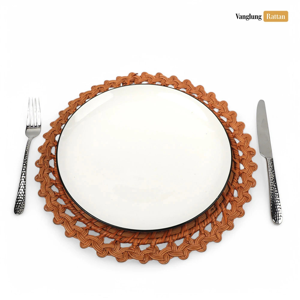 Rattan Export Creative Flower Shape Bamboo Rattan Charger Underplate - REX-UP051052
