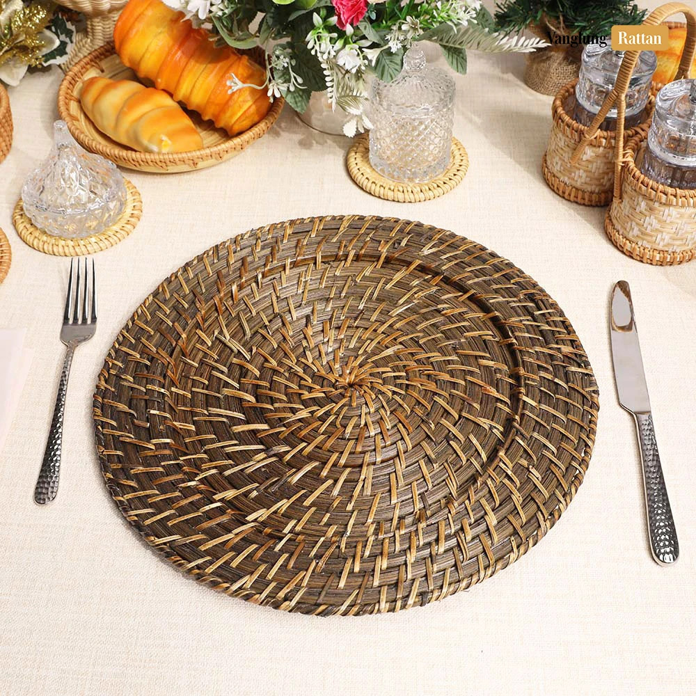 Rattan Export Round Handicraft Bamboo Rattan Charger Underplate - REX-UP051042