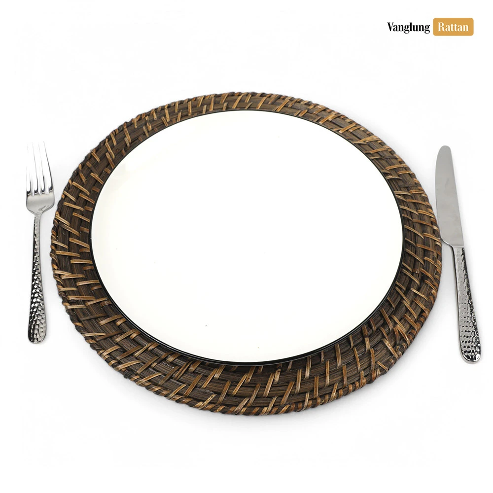 Rattan Export Round Handicraft Bamboo Rattan Charger Underplate - REX-UP051042
