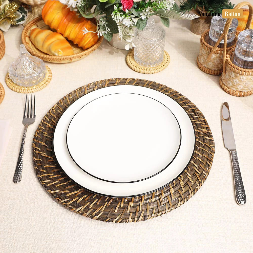Rattan Export Round Handicraft Bamboo Rattan Charger Underplate - REX-UP051042