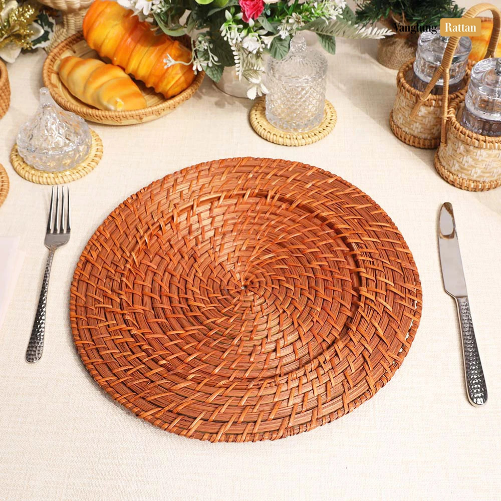 Rattan Export Round Handicraft Bamboo Rattan Charger Underplate - REX-UP051032
