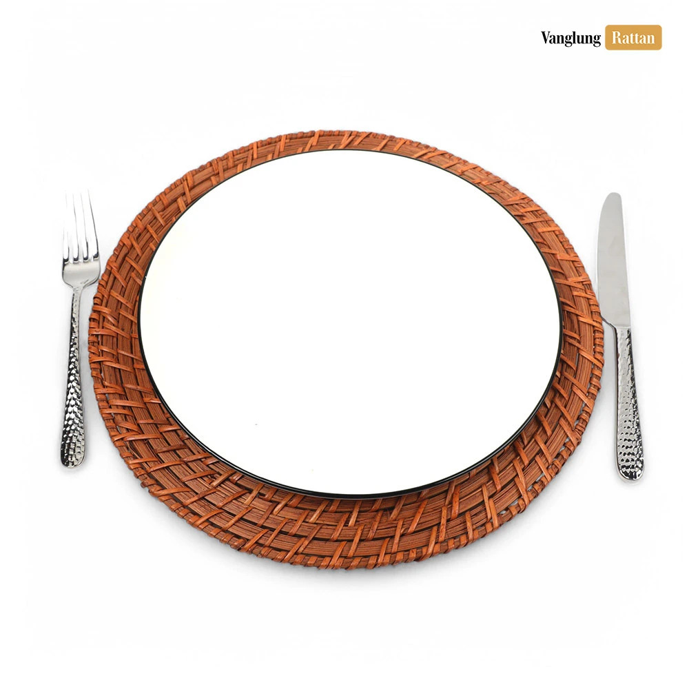 Rattan Export Round Handicraft Bamboo Rattan Charger Underplate - REX-UP051032
