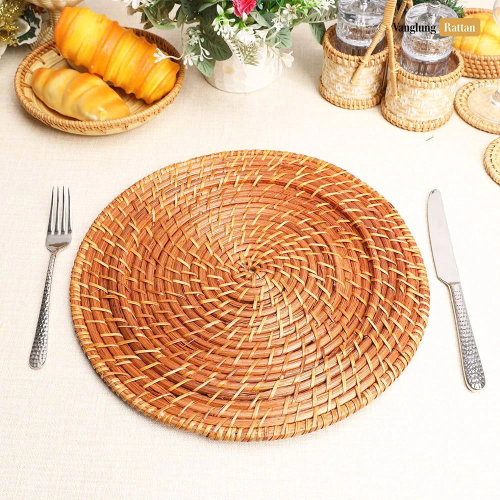 Rattan Export High Quality Round Bamboo Rattan Charger Underplate - REX-UP051022