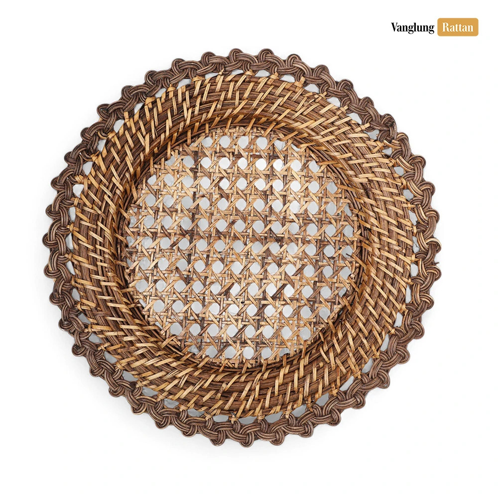 Rattan Export Flower Shape Handicraft Bamboo Rattan Charger Underplate - REX-UP051011