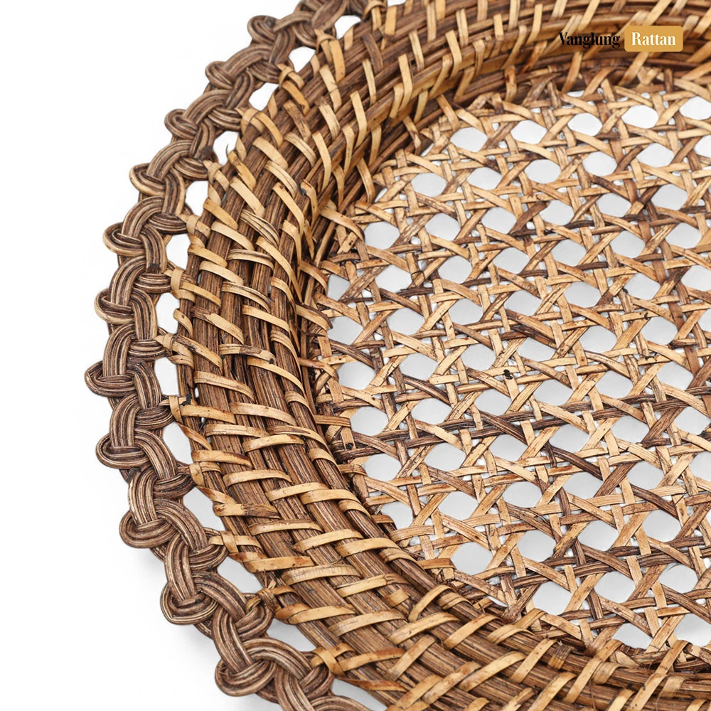 Rattan Export Flower Shape Handicraft Bamboo Rattan Charger Underplate - REX-UP051011