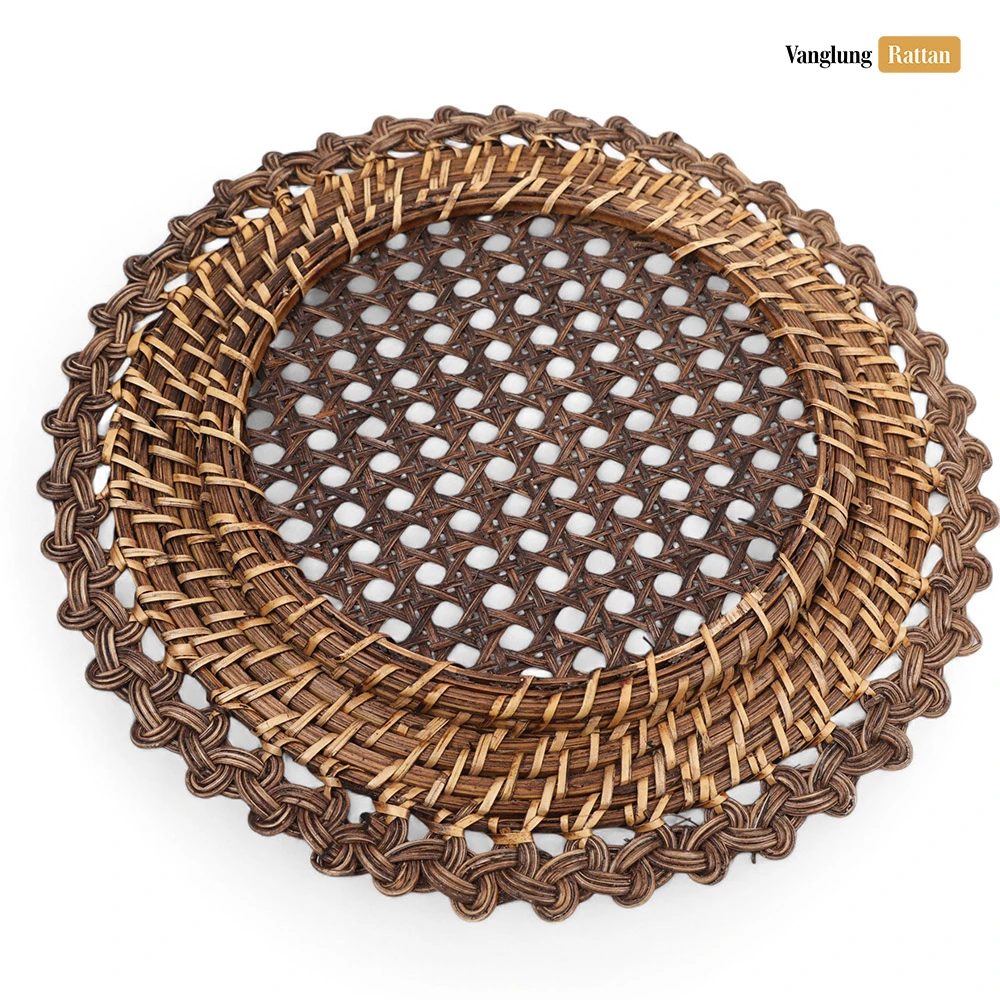 Rattan Export Flower Shape Handicraft Bamboo Rattan Charger Underplate - REX-UP051011