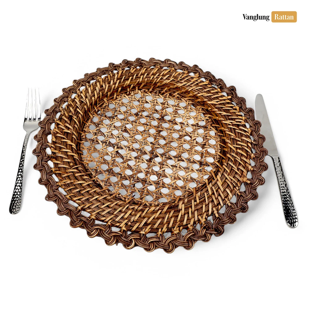 Rattan Export Flower Shape Handicraft Bamboo Rattan Charger Underplate - REX-UP051011
