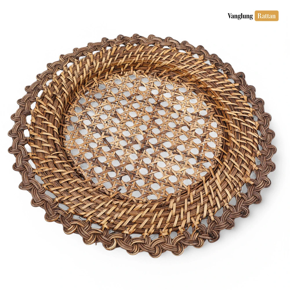 Rattan Export Flower Shape Handicraft Bamboo Rattan Charger Underplate - REX-UP051011