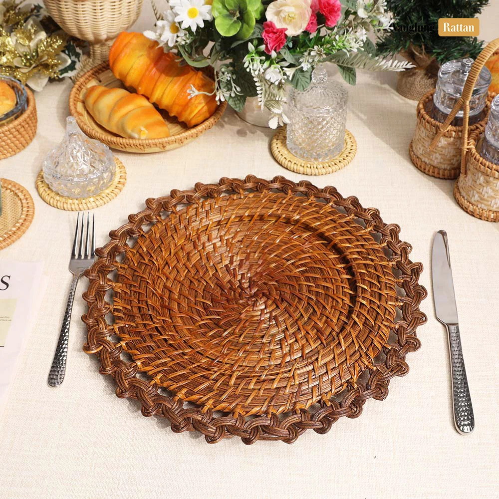 Rattan Export Creative Flower Shape Bamboo Rattan Charger Underplate - REX-UP051012