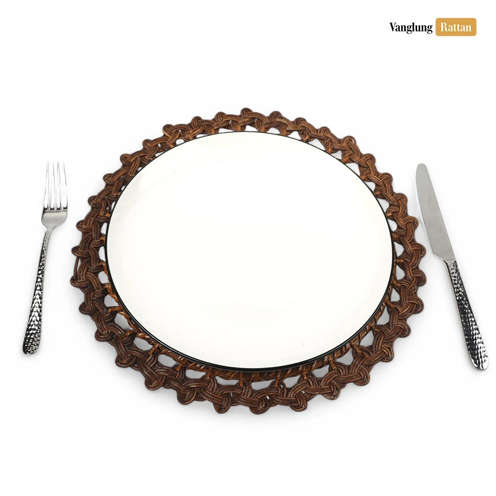 Rattan Export Creative Flower Shape Bamboo Rattan Charger Underplate - REX-UP051012