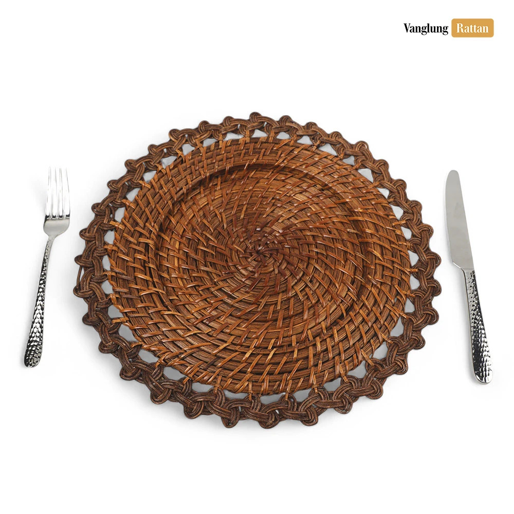 Rattan Export Creative Flower Shape Bamboo Rattan Charger Underplate - REX-UP051012