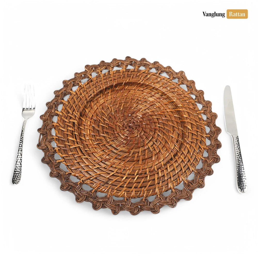 Rattan Export Creative Flower Shape Bamboo Rattan Charger Underplate - REX-UP051012