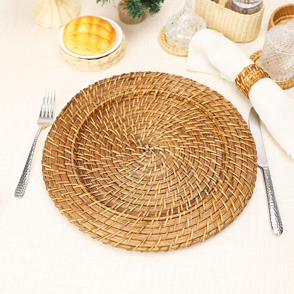 Rattan Export Round Handicraft Bamboo Rattan Charger Underplate - REX-UP051002