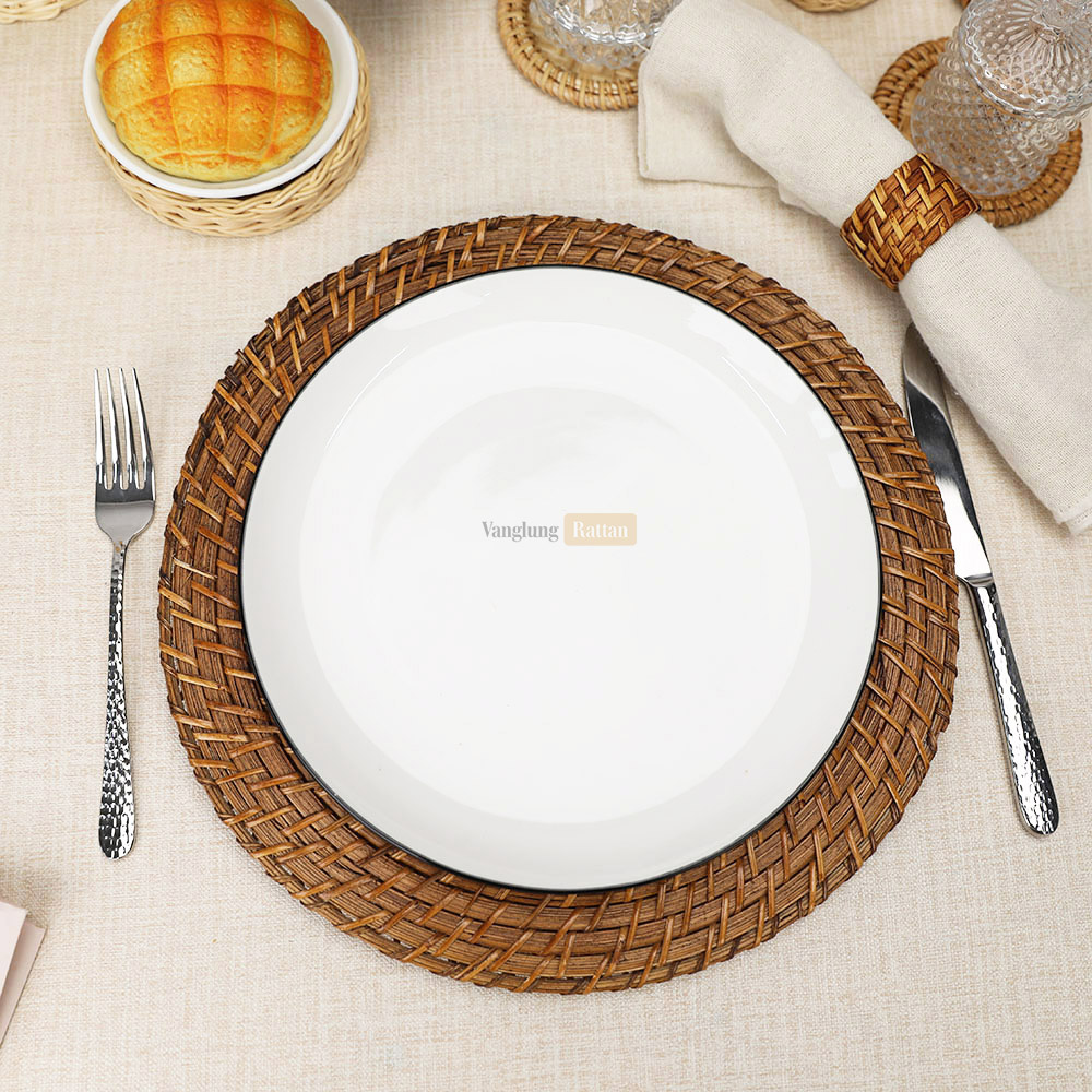 Rattan Export Round Handicraft Bamboo Rattan Charger Underplate - REX-UP051002