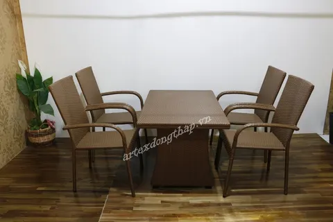 Rattan Export Poly Rattan furniture (set 1 table, 4 chair) - REX-CH3257A-5BR