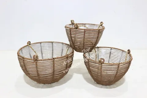 Rattan Export Hanging planter - REX-CH2318A-3BR