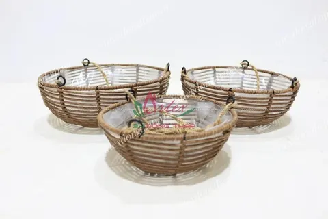 Rattan Export Poly Rattan Hanging planter - REX-CH2319A-3BR
