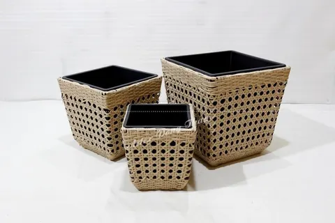 Rattan Export Poly rattan planter - REX-CH2393B-3YL