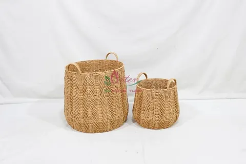 Rattan Export Paper Rope Woven Storage Basket – Eco-Friendly Handmade Organizer - REX-CH4416A-1-2BR