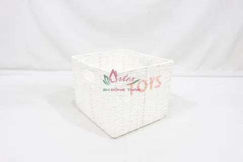 Rattan Export Decorative Paper Rope Woven Basket – Natural Storage Organizer - REX-CH4422A-1WH
