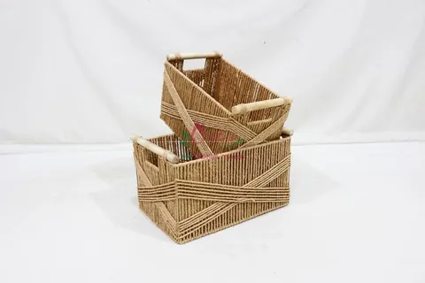 Rattan Export Eco-Friendly Paper Rope Storage Basket with Handles - REX-CH4441A-2BR