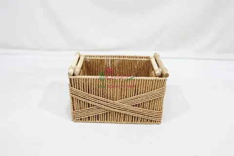 Rattan Export Eco-Friendly Paper Rope Storage Basket with Handles - REX-CH4441A-2BR