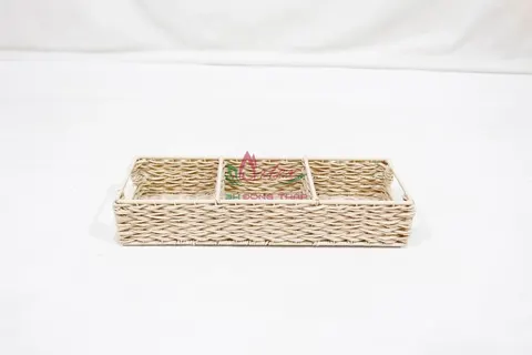 Rattan Export Handmade Plastic Rope Organizer Tray for Bathroom & Living Room - REX-CH5021B-1BR