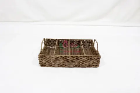 Rattan Export Decorative Plastic Rope Woven Tray for Home Organization - REX-CH5022A-1BR