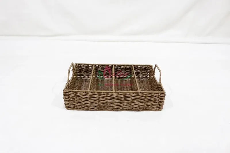 Rattan Export Decorative Plastic Rope Woven Tray for Home Organization - REX-CH5022A-1BR