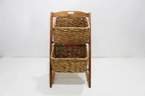Rattan Export Decorative Water Hyacinth Storage Caddy Organizer Basket - REX-HG0235A-1NA