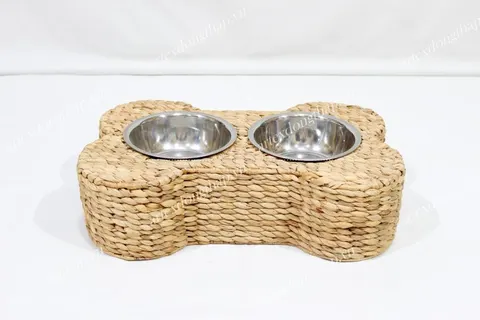 Rattan Export Water Hyacinth Pet Bowls with stand - REX-SD10339A-1NA