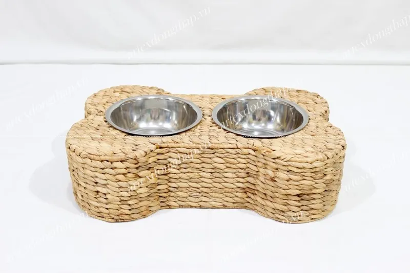 Rattan Export Water Hyacinth Pet Bowls with stand - REX-SD10339A-1NA