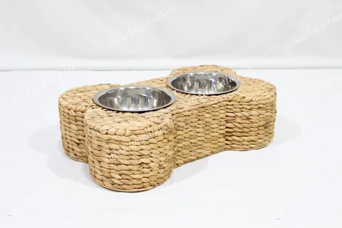 Rattan Export Water Hyacinth Pet Bowls with stand - REX-SD10339A-1NA