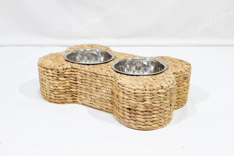 Rattan Export Water Hyacinth Pet Bowls with stand - REX-SD10339A-1NA