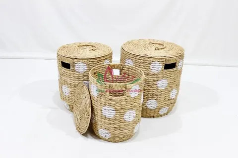 Rattan Export Water hyacinth laundry basket - REX-SD10516A-3MC