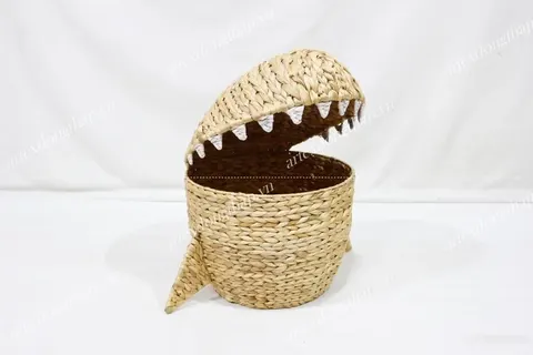 Rattan Export animal Shark shape water hyacinth storage basket - REX-SD10749A-1NA