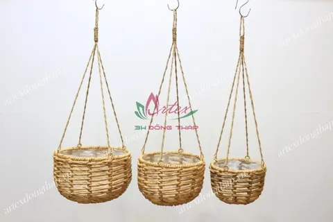 Rattan Export Water hyacinth Hanging planter - REX-SD1695A-3NA