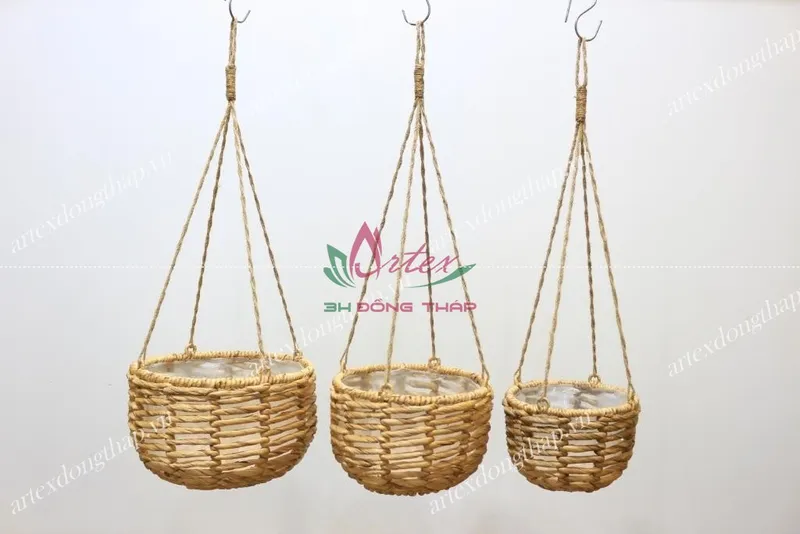 Rattan Export Water hyacinth Hanging planter - REX-SD1695A-3NA