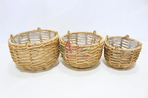 Rattan Export Water hyacinth Hanging planter - REX-SD1695A-3NA
