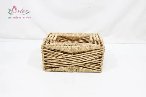 Rattan Export Natural Woven Water Hyacinth Basket Multipurpose Organizer and Decorative by - REX-SD20148B-4NA