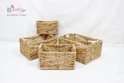 Rattan Export Natural Woven Water Hyacinth Basket Multipurpose Organizer and Decorative by - REX-SD20148B-4NA