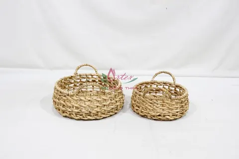 Rattan Export Handwoven Water Hyacinth Basket – Natural Storage Bin - REX-SD20169A-2NA